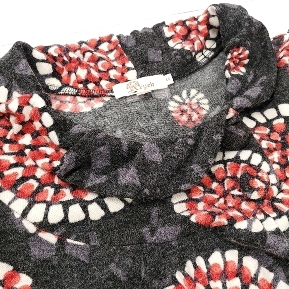 Anthro Aryeh Charcoal Red Poppy Boho Sweater Dress Sz S - Picture 7 of 12